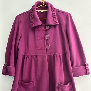 Forever Twenty One Fuchsia 3 Button Coat with 3/4 Sleeves and Pockets